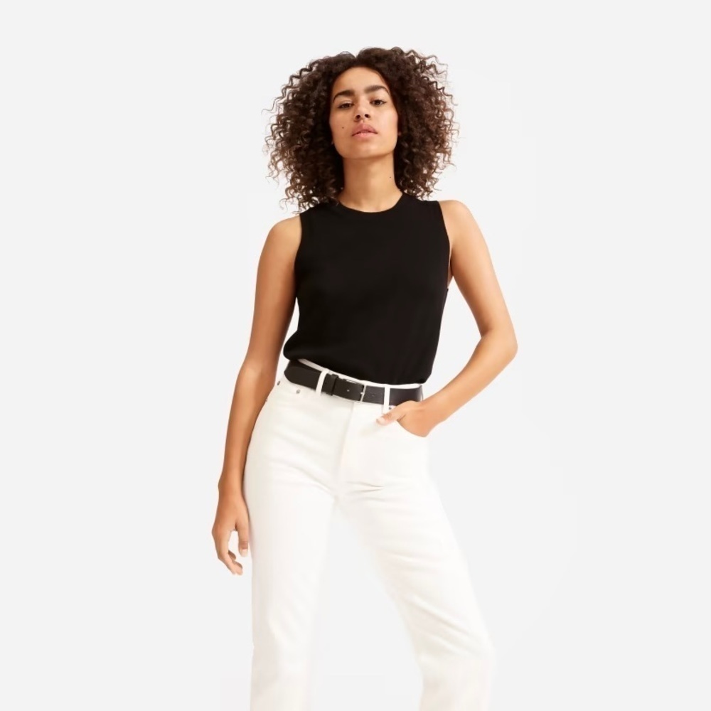 Cotton Everlane the High Rise Straight Jeans in Bone White Sz. 27 - Picture 5 of 13